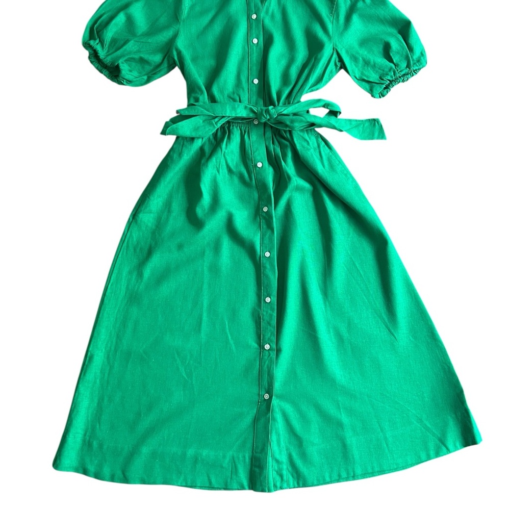 Green Puff Sleeve Sundress with Peter Pan Collar